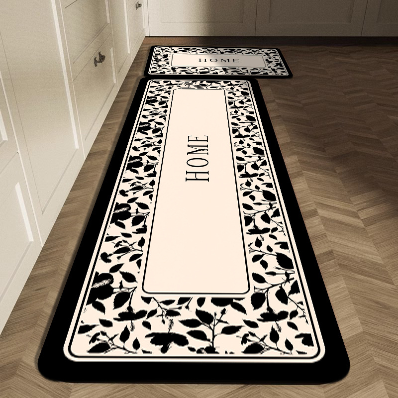 Commercial Kitchen Tile Flooring - مجموعة سجاد مطبخ بنمط هندسي أسود