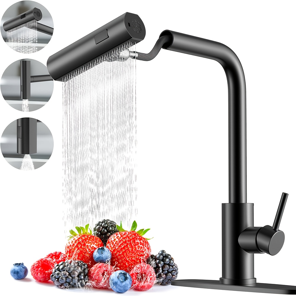 Commercial Kitchen Faucet - 1 قطعة صنبور المطبخ الأسود مع